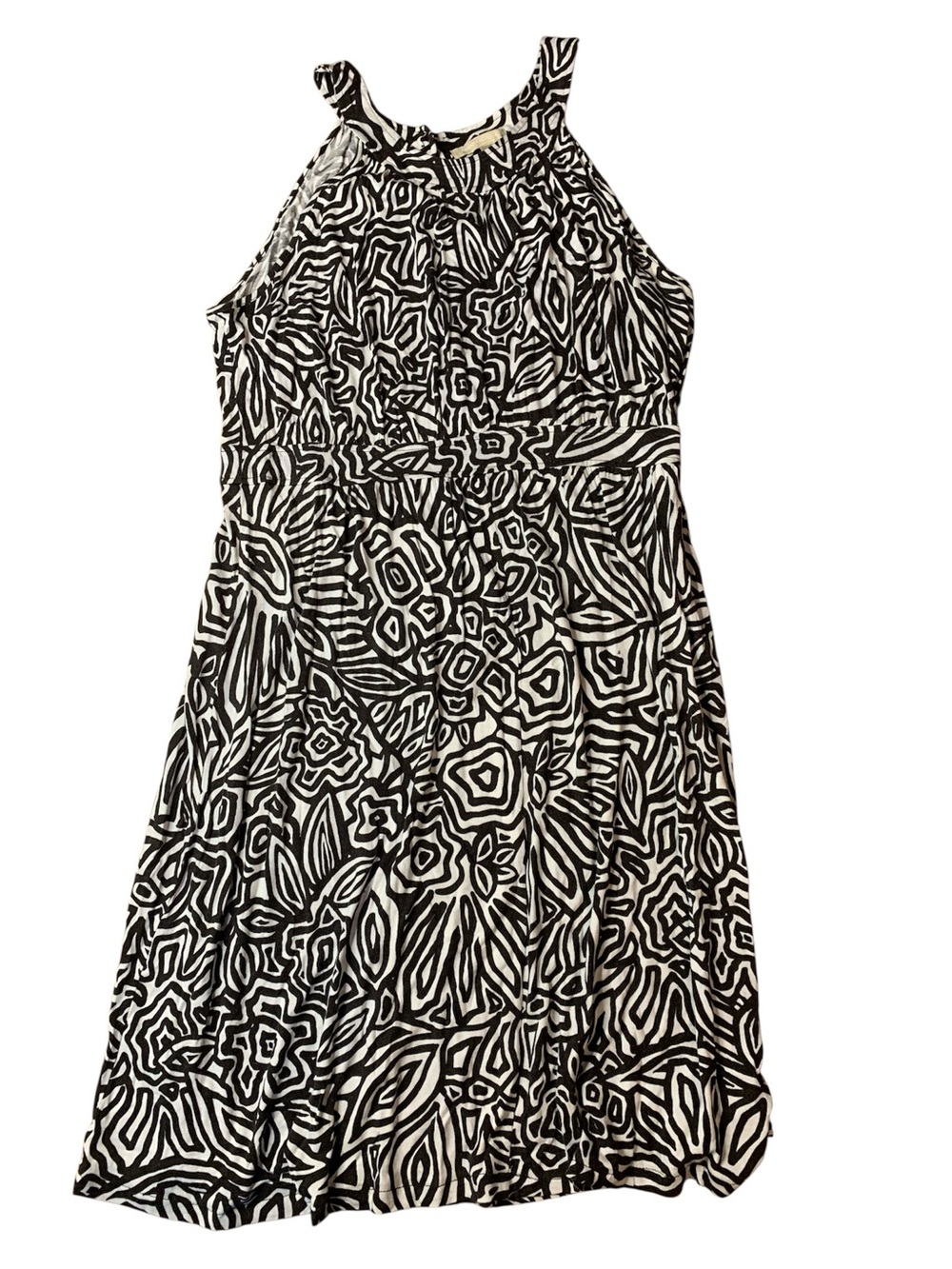 Banana Republic Black & White Abstract Geometric Print Halter Dress Size XL
